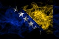 Bosnia and Herzegovina, Bosnian, Herzegovinian smoke flag isolated on black background