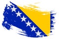 Bosnia and Herzegovina brush stroke flag vector background. Hand drawn grunge style Bosnian isolated banner Royalty Free Stock Photo