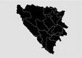 Bosnia Herzegovina Cantons map - High detailed Black map with counties/regions/states of bosnia Herzegovina Cantons. Afghanistan Royalty Free Stock Photo