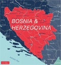 Bosnia and Herzegovina country detailed editable map