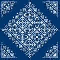 Bosnia and Herzegovina ethnic folk art vector pattern styled as the old Zmijanje embroidery design with square ornament and corner