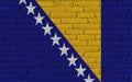 Bosnia and Herzegovina flag on brick wall 3d rendering Royalty Free Stock Photo