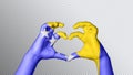 Bosnia and Herzegovina flag color, hands show symbol of heart and love Royalty Free Stock Photo