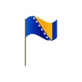 Bosnia and Herzegovina flag on the flagpole. Official colors and proportion correctly. Waving of Bosnia and Herzegovina flag on fl Royalty Free Stock Photo