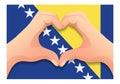 Bosnia and Herzegovina flag and hand heart shape Royalty Free Stock Photo