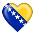 Bosnia Herzegovina flag heart button with clipping path 3d illustration Royalty Free Stock Photo