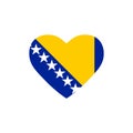 Bosnia and Herzegovina flag in heart. Country of europe. Isolated vector icon in flat Royalty Free Stock Photo