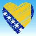 Bosnia Herzegovina flag, Heart shape, grunge style Royalty Free Stock Photo