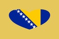Bosnia and Herzegovina flag in the heart shape. Isolated on background Royalty Free Stock Photo