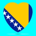 Bosnia and Herzegovina Flag In Heart Shape Vector Royalty Free Stock Photo