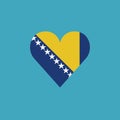 Bosnia and Herzegovina flag icon in a heart shape in flat design Royalty Free Stock Photo