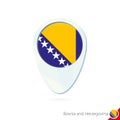 Bosnia and Herzegovina flag location map pin icon on white background. Royalty Free Stock Photo