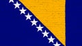 Bosnia and Herzegovina flag painted on brick wall. National country flag background photo Royalty Free Stock Photo