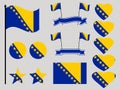 Bosnia and Herzegovina flag set. Collection of symbols heart and circle. Vector Royalty Free Stock Photo