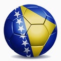 Bosnia-Herzegovina flag on soccer ball Royalty Free Stock Photo