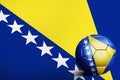 Bosnia and Herzegovina flag with soccer ball Royalty Free Stock Photo