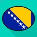 Bosnia, Herzegovina, flag speech bubble, social media communication sign, flat business oval icon. Royalty Free Stock Photo