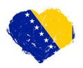 Bosnia and herzegovina flag in stroke brush heart shape on white background Royalty Free Stock Photo