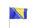 Bosnia and Herzegovina flag waving white background 3D illustration Royalty Free Stock Photo