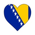 Bosnia and Herzegovina Heart Shape Flag. Love Bosnia and Herzegovina. Visit Bosnia and Herzegovina. Southern Europe. Europe. Royalty Free Stock Photo