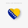 Bosnia and Herzegovina heart shaped flag. Origami paper cut Bosnian national banner Royalty Free Stock Photo