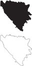 Bosnia and Herzegovina Map. Black silhouette country map isolated on white background. Black outline on white background. Vector Royalty Free Stock Photo