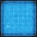 Bosnia Herzegovina map blue print artwork illustration silhouette Royalty Free Stock Photo