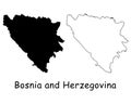 Bosnia and Herzegovina Country Map. Black silhouette and outline isolated on white background. EPS Vector Royalty Free Stock Photo