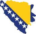 Bosnia and Herzegovina map with flag Royalty Free Stock Photo
