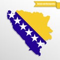 Bosnia and herzegovina map with flag inside and ribbon Royalty Free Stock Photo