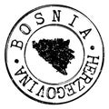 Bosnia Herzegovina Map Silhouette Postal Passport Stamp Round Vector Icon Design Travel.