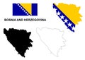 Bosnia and Herzegovina map vector, Bosnia and Herzegovina flag vector, isolated Bosnia and Herzegovina Royalty Free Stock Photo