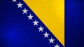 Bosnia and Herzegovina national flag painted on brick wall. Stone wall texture background. Old vintage minimalistic template for Royalty Free Stock Photo