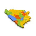 Bosnia and Herzegovina political map of administrative divisions Royalty Free Stock Photo