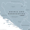 Bosnia and Herzegovina political map with capital Sarajevo Royalty Free Stock Photo