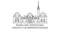 Bosnia And Herzegovina, Saraevo, The Emperor's Mosque travel landmark vector illustration