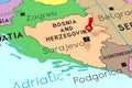 Bosnia and Herzegovina, Sarajevo - capital city, pinned on political map