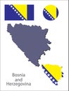 Bosnia and Herzegovina silhouette and flag vector Royalty Free Stock Photo