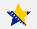 Bosnia and Herzegovina Star Flag. Bosnian and Herzegovinian Star Shape Flag. Country National Banner Icon Symbol Vector Royalty Free Stock Photo