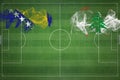 Bosnia and Herzegovina vs Lebanon Soccer Match, national colors, national flags, soccer field, football game, Copy space
