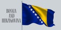 Bosnia and Herzegovina waving flag on flagpole vector illustration Royalty Free Stock Photo
