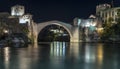 Bosnia herzigovina mostar famous bridge stari most night