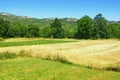 Bosnian countryside landscape on a hot summer day. Mountain valley in Dinaric Alps. Bosnia and Herzegovina Royalty Free Stock Photo