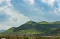 Bosnian Pyramid of the Sun. Landscape with forested ancient pyramid near the Visoko city, BIH, Bosnia and Herzegovina. Royalty Free Stock Photo