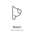 Bosom outline vector icon. Thin line black bosom icon, flat vector simple element illustration from editable human body parts