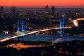 Bosphorus Bridge at night Royalty Free Stock Photo