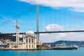 Bosphorus bridge and Ortakoy mosque in Istanbul, Turkey