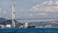 Bosphorus Bridge on a partial cloudy day Royalty Free Stock Photo