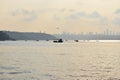 Bosphorus. istanbul coast. boats in the sea.