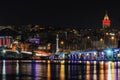 Bosphorus in the night, Galata tower Royalty Free Stock Photo